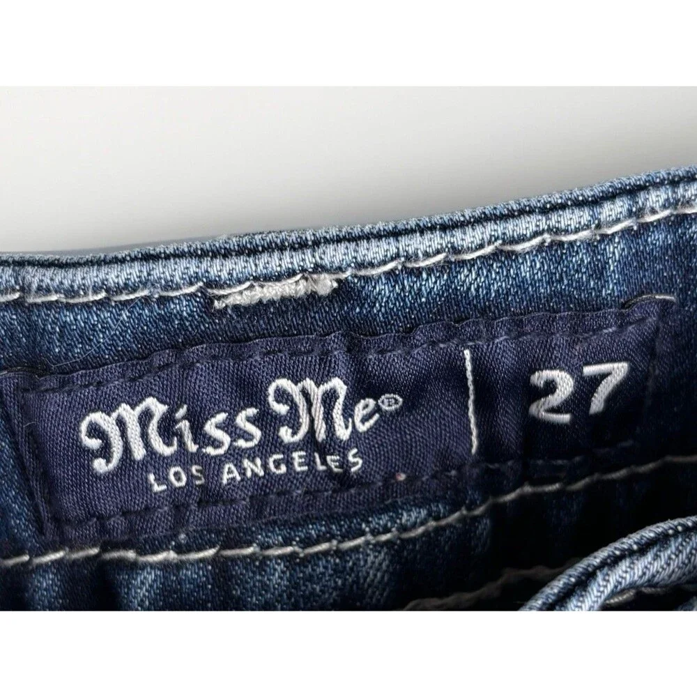 Y2K Miss Me Butterfly Cutoff Bling Rhinestone Denim Shorts Sz 27 - Picture 5 of 6